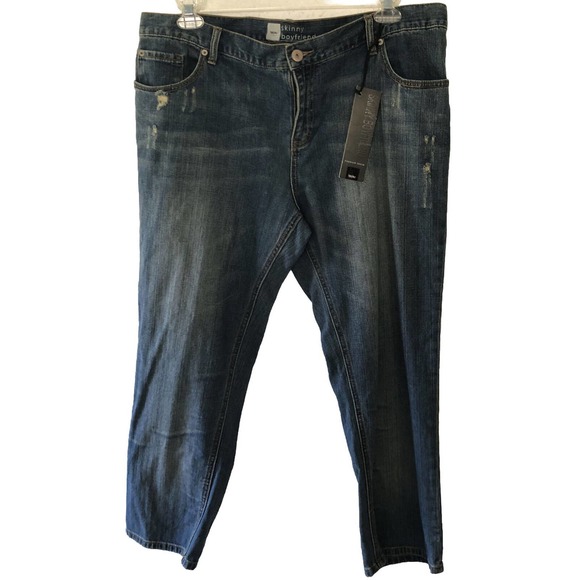 Mossimo Jeans Size 16 Blue Skinny Boyfriend Mid Rise Dark Wash Denim Distressed - Picture 6 of 7